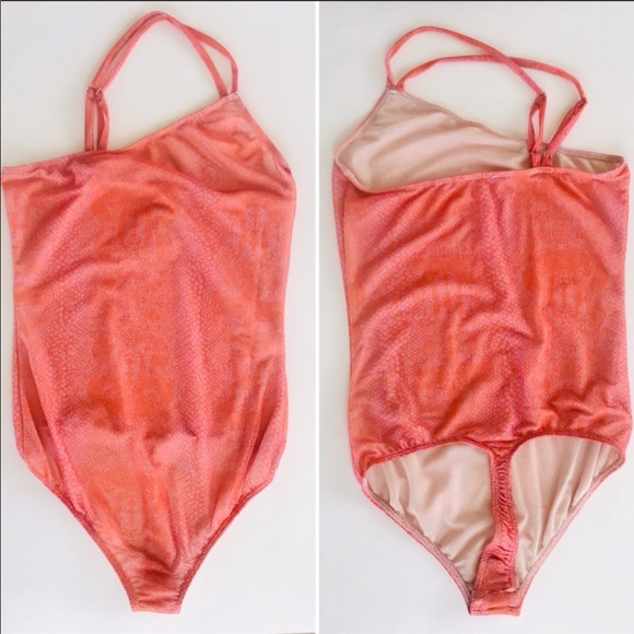 **SOLD - NWOT FREE PEOPLE ORANGE MESH BODYSUIT - Picture 2 of 5